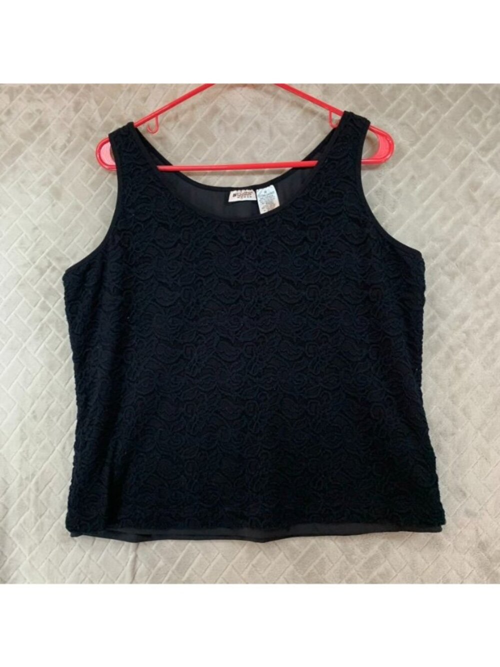 Units Tank Top Womens 1X Black Lace Stretchy Lined Sleeveless Blouse Whimsy Goth